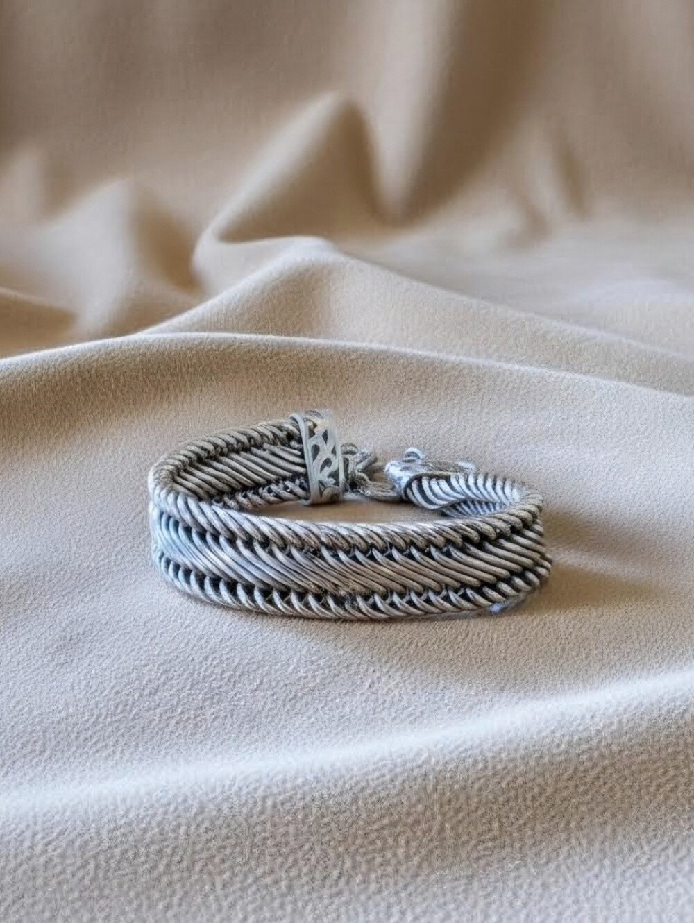Lois Hill Unisex Sterling Silver Twist Woven Bracelet Excellent Condition